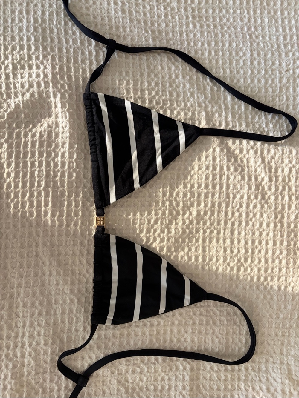 Anine Bing - Black & White Striped Triangle Bikini Top